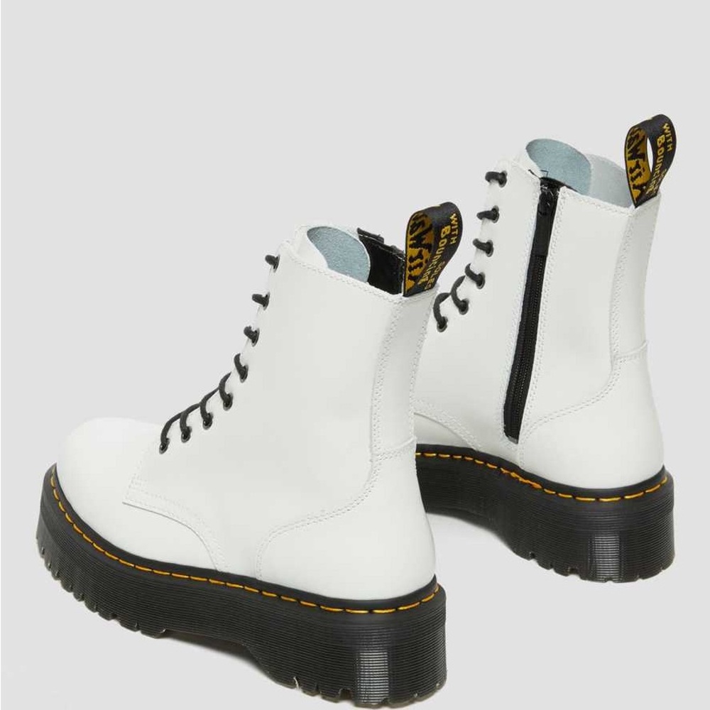 $180 Dr. Martens Jadon White Smooth Leather 8-eye High Top Platform Boots Size 7 - Picture 2 of 15
